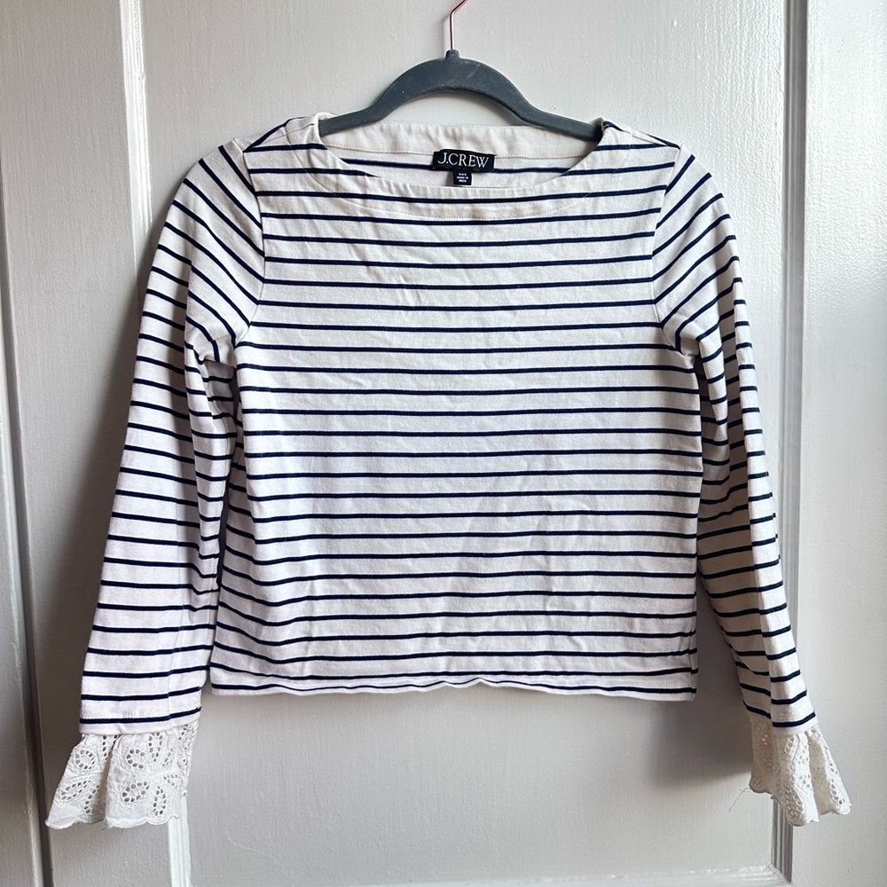 J. Crew Navy Striped Cotton Top